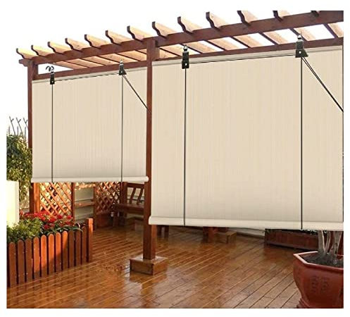 LIJINBO Filet D'ombrage Toile D'ombrage,Stores Enrouleurs Extérieurs, Écran De Confidentialité Extérieur Enroulable, Isolation Thermique Et Éolienne Pour Terrasse, Arrière-cour, Belvédère, Pergola, Ba