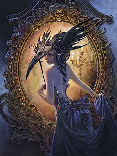 Gothic Fantasy Puzzle für Erwachsene - Maske der Schwarzen Rose - Mystisches 1000-Teile-Puzzle - Magisches Kunstwerk-Puzzle