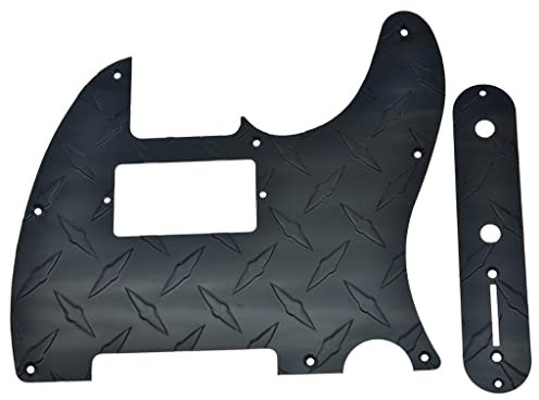 KAISH Diamantplatte 8-Loch Tele Humbucker Schlagbrett mit Metalldiamant-Kontrollplatte und Schrauben für amerikanische/mexikanische Fender Telecaster schwarz