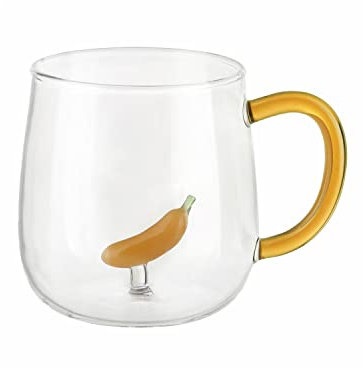 KASANOVA Mug in Vetro borosilicato 380 ml Banana Giallo Tavola,tè e caffè