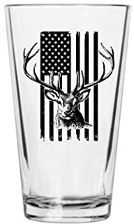 USA-Flagge Buck Deer Jagd Glas Trinkbecher 473 ml Pub Geschenk für Jägerjagd