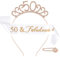 CHTENG Schärpe und Diadem, Strass-Krone, für Geburtstagspartys, Roségold, für Geburtstagsparty-Zubehör (50 Zahlen)