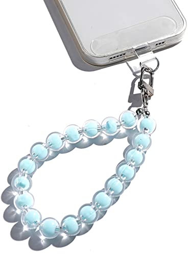 AMAYO - Handykette Universal, Handyanhänger, Handy Perlen Schlüsselband, Handschlaufe, Handygurt, Armband, Handyband, kompatibel mit jedem Handy, Smartphone und Handy Hülle (Blau Perlen)