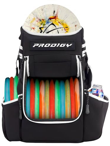 Prodigy Disc Apex Disc Backpack | Store Up to 20+ Discs | Insulated Cooler Pocket | Disc Golf Bags with Umbrella Sleeve | Safety Pouches for Wallets or Keys | Cordura Nylon Material (Black)