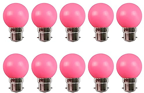 BOUBUI Ampoules Baïonnette B22 - Lot de 10 Ampoule LED Feston 3 W Équivalent 30 W, Ampoule Écoénergétique Colorée Rose, Petites Ampoules de Noël, Plastique, Non Variable