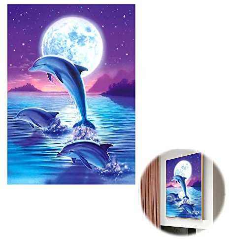 5D Delfin Diamond Painting Kits Ltsbaed Mehrfarbig Diamant Painting Bilder DIY Diamond Painting Erwachsene 30*40cm Diamant Malerei Kits Diamant Painting Geschenke für Kinder Erwachsene Home Wand Décor