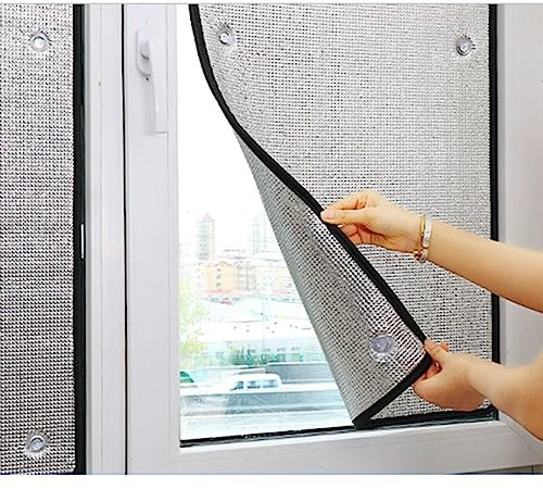 Doppelte Aluminiumblasen-isolierfolie,verdunkelnde Fensterfolie,reflektierende Sichtschutzfolie Für Glasfenster,blendschutz Hitzeschutz Fenster Tönungsfolie,sonnenschutzfolie,WxH-90x120cm/35*47in