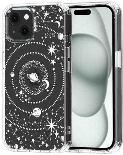 MOSNOVO Case for iPhone 15 Plus / 14 Plus [Buffertech 6.6ft Military-Grade Drop Protection] [Anti Peel Off Tech] Clear TPU Bumper Phone Case Cover Design - Galaxy