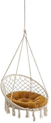 Hängesessel Outdoor Kissen – Hängematte Sitzkissen – Nestschaukel Kissen für Komfort – Waschbares Rundkissen – Gelb – 65 cm