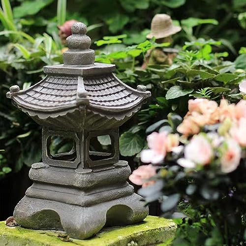 Statue da giardino Pagoda, 34 cm/13.38 pollici in resina giapponese Pagoda lanterna di lanterna all'aperto, arredamento ornamento del paesaggio da giardino zen per decorazione di prato da cortile