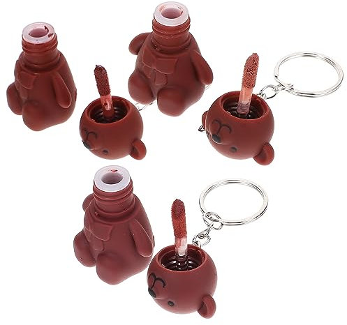 Beaupretty 3 Piezas Llavero Con Colgante De Oso Lindos Lápices Labiales De Oso Llavero De Tinte De Labios Barra De Labios De Belleza De Barra Labios El Plastico Mate Estudiante Femenina
