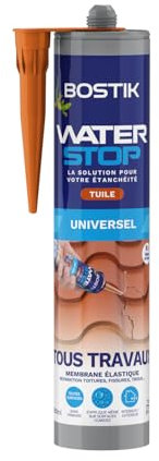 Bostik Waterstop - Membrane d'Étanchéité Toiture, Gouttières et Murs - Réparation Fuites, Infiltrations & Fissures - Résistant UV & Intempéries - Couleur: Tuile - Cartouche 290ml