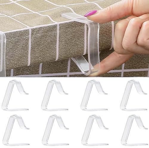 JIANYH 8 Pcs Table Cloth Clips, Clear Picnic Tablecloth Clips, Windproof Picnic Table Cloth Clamps Table Cover Clamps For Christmas Home Wedding Party Indoor Outdoor Camping