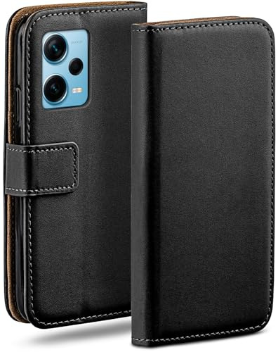 moex für Redmi Note 12 Pro+ 5G Hülle mit Kartenfach, Handyhülle klappbar 360 Grad Schutzhülle, PU Leder Handytasche Redmi Note 12 Pro+ 5G Klapphülle Flip Case, Schwarz