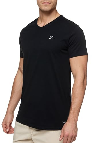 Indicode Herren INClever T-Shirt mit V-Ausschnitt aus 100% Baumwolle | Herrenshirt Sommershirt Männer Black, L