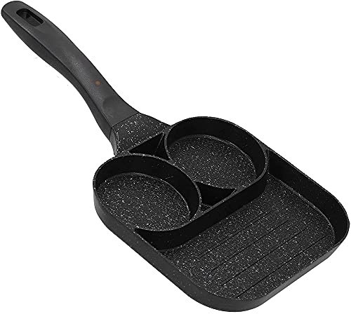 Geteilte Bratpfanne, 3-teilige antihaftbeschichtete Eier-Bratpfanne, Omlette-Maker-Pfanne, antihaftbeschichtet, kleine Haushalts-Steak-Bratpfanne mit flachem Boden, Frühstücks-Pfannkuchen-Pfanne, Bra