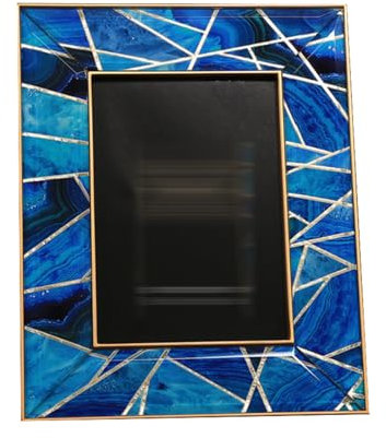 Vielseitig Bilderrahmen Hochwertiger Bilderrahmen, exquisiter handwerklicher Bilderrahmen, Elegante Luxus-Bilderrahmen mit Glas for Büro- und Heimdekoration Großes Geschenk (Color : Blue, Size : 7in