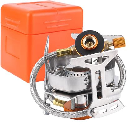 Réchaud Gaz de Camping Portable,Brûleur à Gaz Camping Pliable Allumage Piezo Mini Réchaud Gaz Coupe-Vent pour Randonnée Camping Pêche Pique-nique Cuisinière(5500W)
