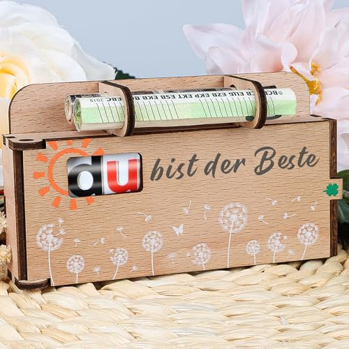 TUZELIYA Du bist der Beste - Duplo Schokoriegel-Geschenkbox Deko - Wunscherfüller Geldgeschenk für Männer, Papa, Ehemann - Geldgeschenk Geburtstag Holz - OHNE Duplo