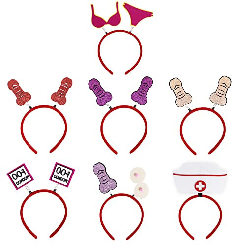Pnuokn Lot de 7 bandeaux pour enterrement de vie de jeune fille - Accessoires de fête coquins - Accessoires de fête - Fournitures de fête pour femmes et adultes - Ensemble amusant