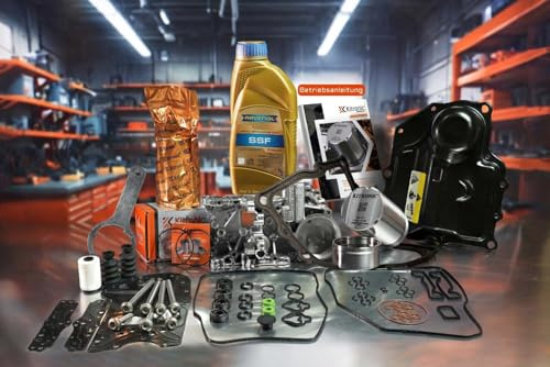 KITRONIC Druckspeicher Reparatursatz DQ200 für DSG, 7-Gang-Mechatronik Trockenkupplungsgetriebe 0AM kompatibel mit VW | M.-Schlüssel, Dichtungssatz, Ölwanne, Speichergehäuse & 1L Ravenol Öl, Schrauben