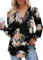 CHICZONE Womens Puff Long Sleeve Pleated Sexy T Shirts Fall V Neck Tops Casual Tunic Blouse
