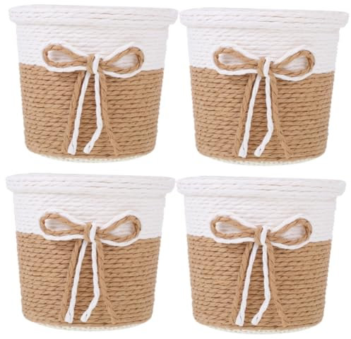 OFFSCH 4pièces Pots De Fleurs Ronds Papier Imitation De Cache-Pots Décoratifs Étanches pour Plantes Vertes Et Fleurs pour Balcon Et Intérieur