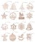 Volumoon 16 Pcs Christmas Decorations - Wooden Ornaments, Snowflakes, Snowman, Bell, Deer with Cords and Beads for DIY Crafts, Party Decor