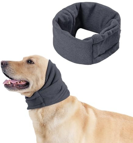 Cache-oreilles confortable pour chien - Cache-oreilles pour chien - Capuche chaude - Protection contre le bruit - Capuche apaisante pour soulager l'anxiété et apaiser - Gris - Taille S