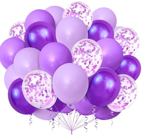 Luftballons Lila,Lila Konfetti Ballons,100 Stück Latex Ballons Helium Ballon Für Mädchen Geburtstag Hochzeit Babyparty Abschluss Party Prinzessinnen Deko
