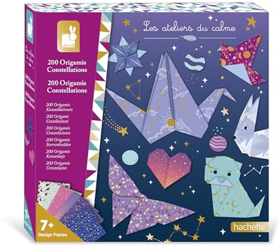 Janod - Origami Kit für Kinder - 200 Blatt Papier mit visuellen Effekten und 15 Modellen - DIY - Les Ateliers Du Calme - Kreatives Freizeitset für Kinder - Konzentration und Kreativität - Ab 7 Jahre