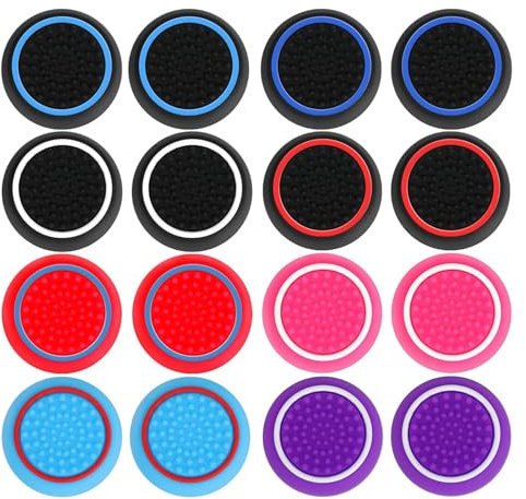 LunarCharm 16 Pack Joystick Caps Compatible with PS4/PS5, Controller Sticks Grips, Controller Accessories, Silicone Thumbsticks Grips Caps Compatible with Xbox One Series (Style A)