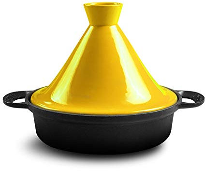 Tagine PotCast Iron Moroccan Tagine Pot, Moroccan Tagine, 3L Cast Iron Pot, Bright Color Micro Pressure Cooker, Ceramic Pot Lid, Health Cookware Yellow