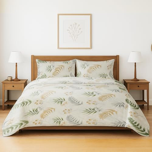 Colcha Boutis para Primavera y Verano con Diseño Botánico Natural Cama 150 - Cubrecama Ligera Fina Entretiempo Extra Suave y Transpirable, Oeko-Tex Standard 100