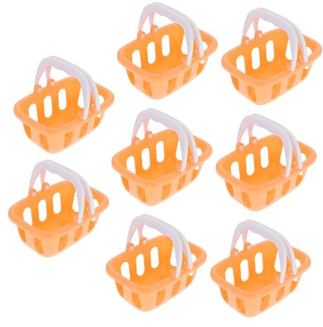 KONTONTY 8pcs Mini Grocery Basket for Plastic Shopping Baskets with Handle for Pretend Play Storage of and More Fun Miniature Shopping Experience