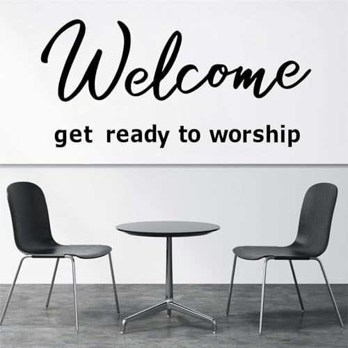 MOSITU Large Welcome Get Ready to Worship Wall Decals Inspirational Quotes Removable Peel and Stick Vinyl Lettering Sign for Church Worship Center Lobby