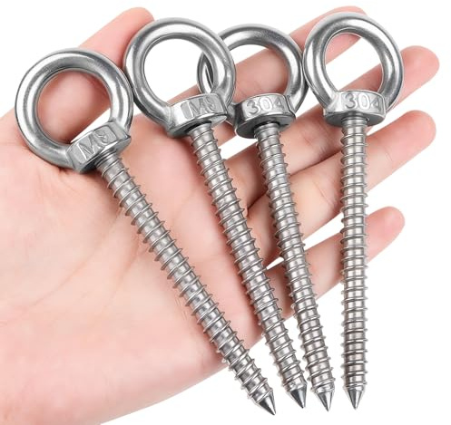 Niuny Occhielli a Vite Vite Ad Occhiello 4pcs Golfari Bullone a Occhiello In Acciaio Inox 304 M8 X 80 Bulloni Di Sospensione Occhielli a Parete per Amache Yoga Poltrone Sospese Sedie a Dondolo