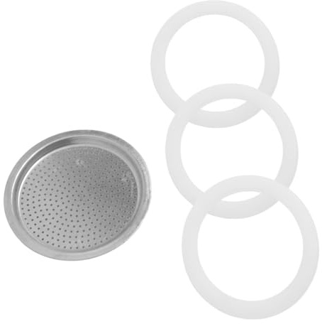 Pièces de rechange for cafetière italienne Bialetti, lot de 4 pièces avec 3 joints en silicone et 1 filtre for machine à expresso(9 cup)