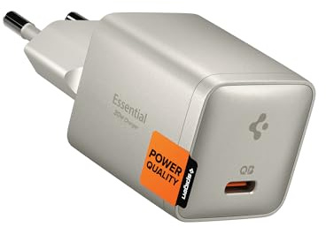 Spigen ArcStation Essential GaN 30W USB-C Ladegerät, Natural Titanium | PPS Schnellladegerät, PD 3.0 Power Charger Adapter, Kompatibel mit iPhone 17, Samsung Galaxy S26, Google Pixel 11 Pro Fold