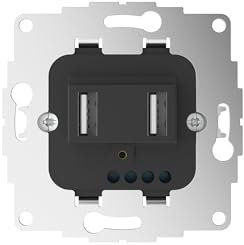 2USB - Einbau Steckdose InCharge PRO SI - Schnellladegerät - Dual USB Wandsteckdose - Kompatibel Busch-Jäger & Klein-SI - 250 V 16 A mit USB-A & USB-C 15 W/3 A - Anthrazit