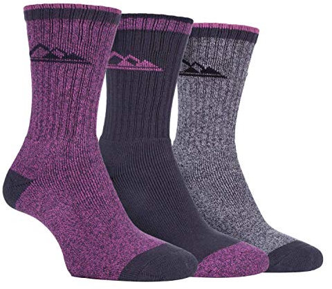 Storm Bloc - 3 Pairs Ladies Anti Blister Lightweight Breathable Cotton Summer Walking Hiking Socks with Padded Sole (4-8 uk, SBLS003CER)