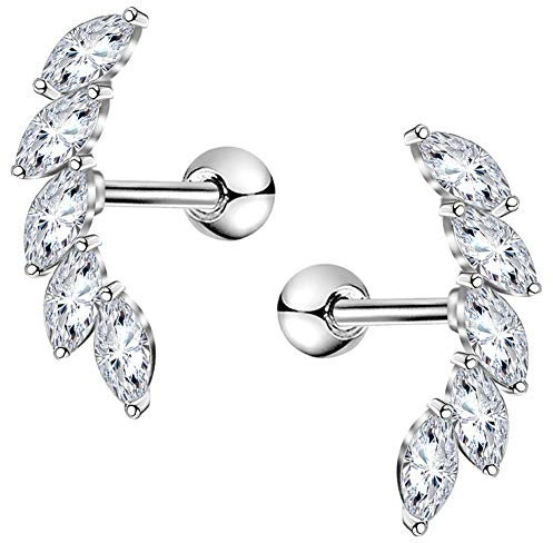 OUFER 16G 2pcs Argento Orecchino Cartilagine Helix Piercings Studs Acciaio Chirurgico CZ Conch Jewelry Elica Cartilage Earring Tragus Trago Ear Upper Lobe Donne Gioielli