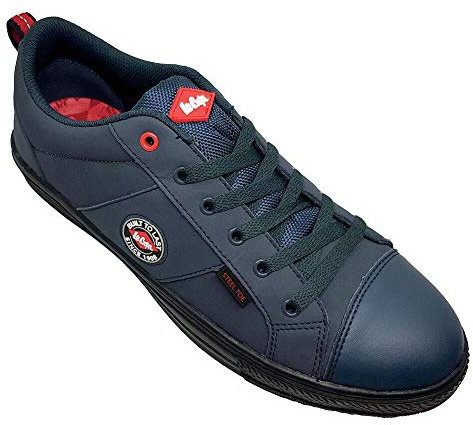 Lee Cooper LCSHOE054 Abbigliamento da lavoro SB/SRA Stivale da baseball retrò, Scarpa antinfortunistica da lavoro unisex con stile moderno, Blu Navy, 46 EU