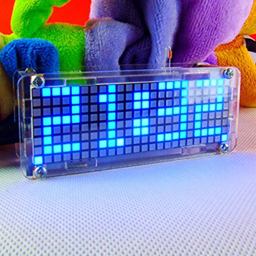 BouBou 5V DIY Dot Matrix Digit Led Elektronische Uhr Kit Temperatur 24 Stunden Display - Blau