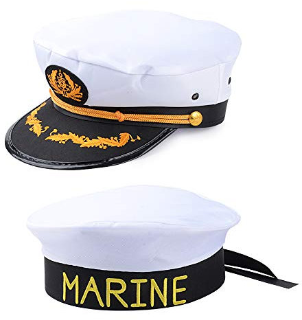 MEJOSER 2 Style Kapitänsmütze Marine Matrosenmütze Captain Seemann Hut Navy Sailor Mütze Kostüm Fasching Karneval Party Fotoshooting Junggesellenabschied