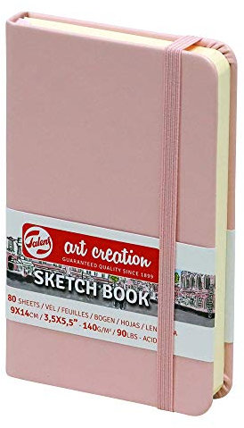Talens Art Creation Skizzenbuch 9x14cm Pastellrosa - 80 Blatt 140g säurefreies Papier - Ideal für Bleistift Tinte Holzkohle Acryl