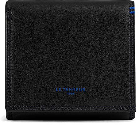 Le Tanneur, Porte-Monnaie boîte, en Cuir Lisse, Homme, Poche Monnaie boîte, Poche Billets, 3 compartimens Cartes, Doublure Textile, Accessoire métallique Finition Canon de Fusil