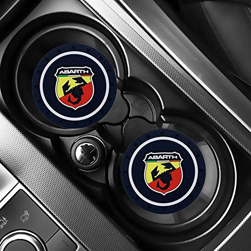 Llcwer - 2 tappetini antiscivolo per auto in gel di silice, per poggiare i bicchieri, decorazione per interni per Fiat Abarth, Viaggio, Punto, Panda, Bravo, Linea, Croma, 124, 125, 500, 595
