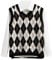 Lailezou Damen V-Ausschnitt Strickpullover Weste Argyle-Plaid adretter Stil ärmellos Crop Strickwaren Tank - Schwarz - Groß