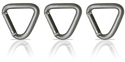 Holesto® Dreieckige Karabiner 3er Set - Karabiner klein - Karabiner Schlüsselanhänger - Design Karabinerhaken Schwarz - Mini Karabinerhaken - Karabiner Set - Carabiner - 3 Stück (Waffenfarbe)